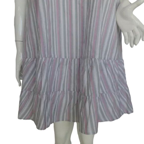 FRESH PRODUCE Dress, L, Melody, Tiered Skirt, V-neck, Crisp cotton, Stripes - Picture 9 of 14